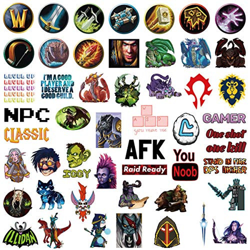 World of Warcraft Popular Game Stickers Laptop Stickers Waterproof Skateboard Snowboard Car Bicycle Luggage Decal 50pcs Pack (World of Warcraft)