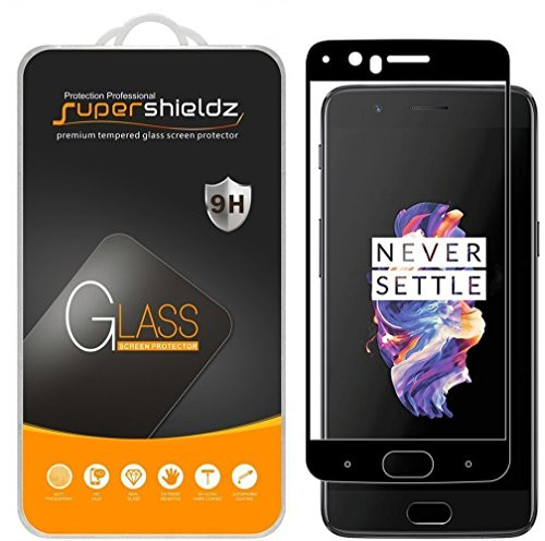 (2 Pack) Supershieldz for OnePlus 5 Tempered Glass Screen Protector, (Full Screen Coverage) 0.33mm, Anti Scratch, Bubble Free (Black)
