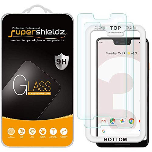 (2 Pack) Supershieldz for Google (Pixel 3 XL) Tempered Glass Screen Protector with (Easy Installation Tray) 0.33mm, Anti Scratch, Bubble Free