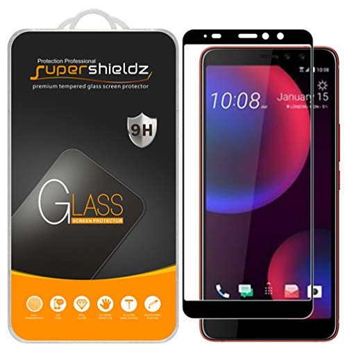 (2 Pack) Supershieldz for HTC U11 Eyes Tempered Glass Screen Protector, (Full Screen Coverage) Anti Scratch, Bubble Free (Black)