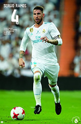 Trends International Real Madrid - Sergio Ramos Wall Poster, 22.375" x 34", Multi