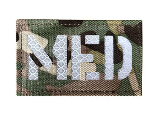 2x3.5 Inch Reflective Multicam White MED Medic EMS EMT Patch Hook-Fastener Backing