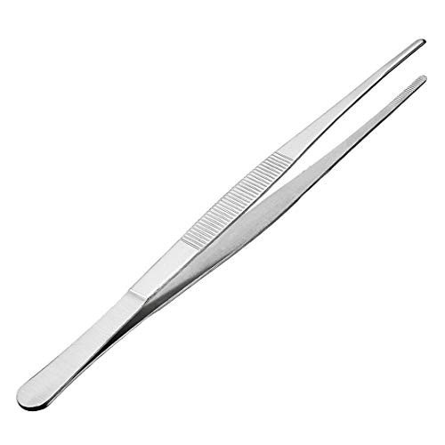 Meichu Kitchen Tweezers Long Tweezers, 12 Inch Stainless Steel Food Tweezers with Precision Serrated Tips for Cooking and Medical(12" Straight)