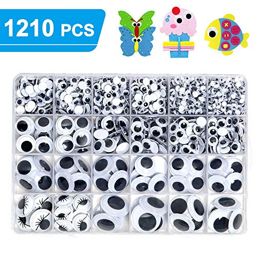 1210pcs Googly Wiggle Eyes Self Adhesive, for Craft Sticker Multi Sizes 4mm to 25mm for DIY by ZZYI 1210pcs Googly Wiggle Eyes Self Adhesive, for Craft Sticker Multi Sizes 4mm to 25mm for DIY by ZZYI