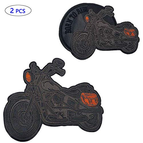 Iron On Patches 2 Pcs Motorcycle Patches Rider Applique Patches Decorative Rock Biker Sewing On Patches for Jackets Cowboy Vest T-Shirt(8 and 5inch)