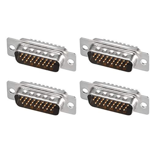 uxcell D-sub Connector Male Plug 26-pin 3-Row Port Terminal Breakout Solder Type for Mechanical Equipment CNC Computers Black Pack of 4