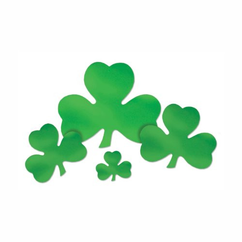 Beistle 33790-12 24-Pack Decorative Foil Shamrock Cutouts, 12-Inch