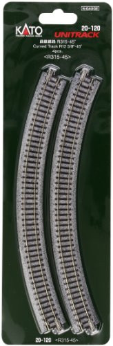 Kato USA Model Train Products Unitrack, 315mm (12 3/8") Radius 45-Degree Curve Track (4-Piece)