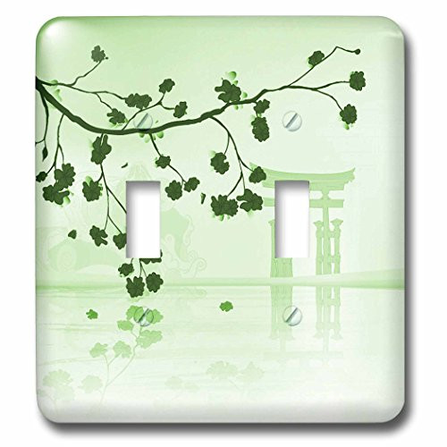 3dRose lsp_78462_2 Pretty Cherry Blossoms Against A Peaceful Oriental Scene Double Toggle Switch Green 3dRose lsp_78462_2 Pretty Cherry Blossoms Against A Peaceful Oriental Scene Double Toggle Switch Green