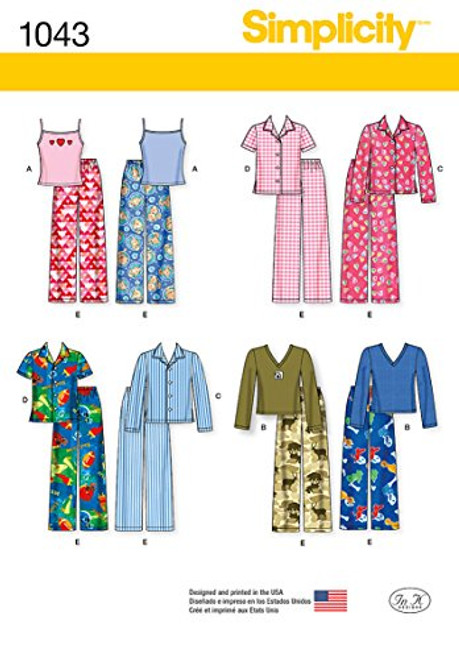 Simplicity Children's Matching Pajamas Sewing Pattern, Sizes 3-6