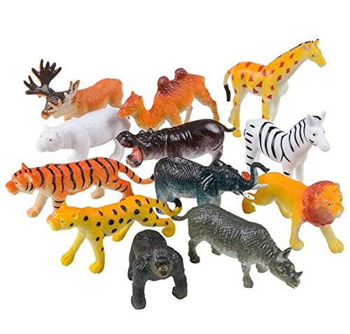 Rhode Island Novelty 12 Little Zoo Animals Toy Figure, 2.5 Inch