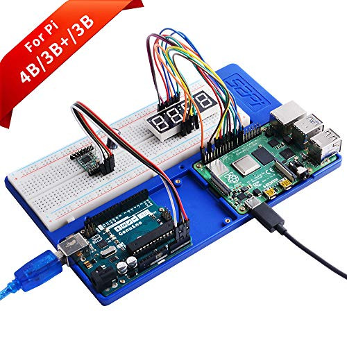 GeeekPi Raspberry Pi 4B Holder ABS Holder Breadboard Holder, 5 in 1 Base Plate Case for Raspberry Pi 4 Model B,3B+,3B,2B,B+,Zero,Zero W and Arduino UNO,Arduino Mega 2560 (Blue Holder)