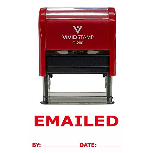 EMAILED by Date Self Inking Rubber Stamp (Red Ink) Medium