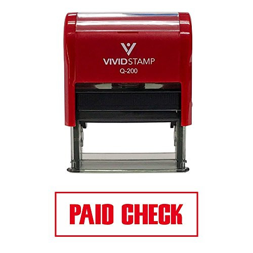 PAID CHECK Self-Inking Office Rubber Stamp (Red) - Medium