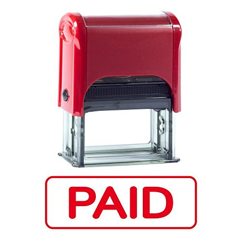 PAID Border w Radius Corners Self Inking Rubber Stamp (Red Ink) Medium