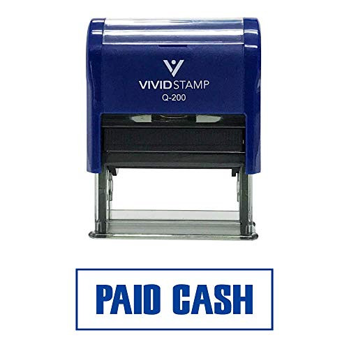 PAID CASH Self-Inking Office Rubber Stamp (Blue) - Medium