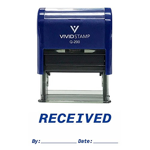 Received by Date Self Inking Rubber Stamp (Blue Ink) Medium