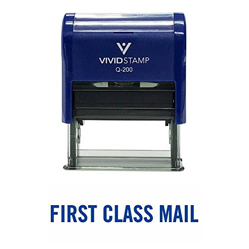 FIRST CLASS MAIL Self Inking Rubber Stamp (Blue Ink) - Medium