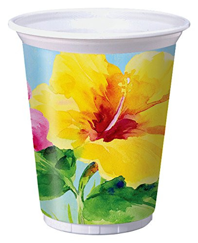 Creative Converting 8 Count Plastic Cups, Heavenly Hibiscus