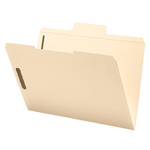 Smead SuperTab Heavyweight Fastener File Folder, 2 Fasteners, Oversized Reinforced 1/3-Cut Tab, Guide Height, Legal Size, Manila, 50 per Box (19545)