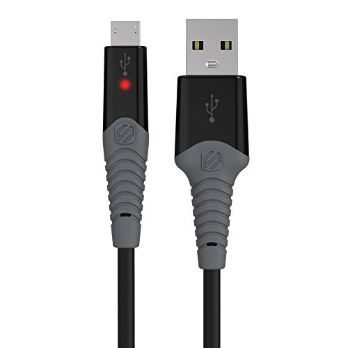 SCOSCHE StrikeLine LED 6' Rugged Charge & Sync Cable for Micro USB Devices - Black