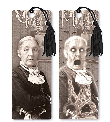 Dimension 9 3D Lenticular Bookmark with Tassel, 1800s Zombie Grandma, Black/White (LBM108)