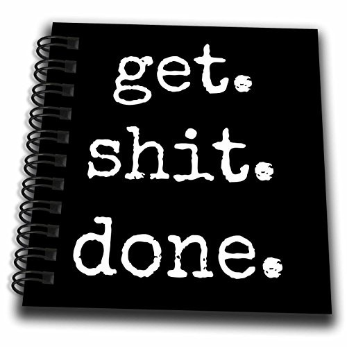 3dRose db_213309_3 Get Shit Done White Lettering on a Black Background Mini Notepad, 4" x 4"