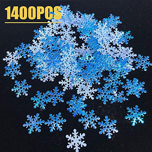 CQI Winter Wonderland Blue White Snowflake Decorations - Snowflake Confetti Christmas Decorations/Xmas/Holiday/Birthday Party Supplies