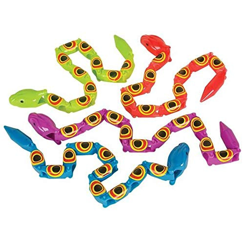 Rhode Island Novelty One Dozen, 15 Inch Jointed Plastic Wiggle Snake Toys