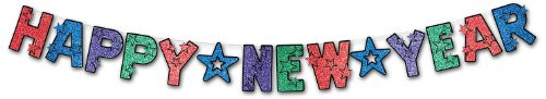 Beistle 1-Pack Glittered Happy New Year Streamer, 8 1/2 by 8 1/2