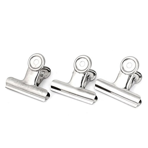 Uxcell Stainless Steel Paper Ticket File Spring Loaded Binder Clip, 3 Piece