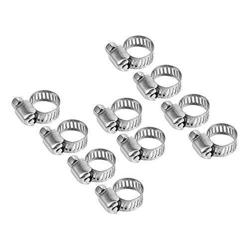 Fuse Hose Clamps,10 Pcs Adjustable Stainless Steel Drive Hose Clamps Fuel Line Worm Clips Range Worm Gear Hose Clamp Clips 3/8"-1/2"