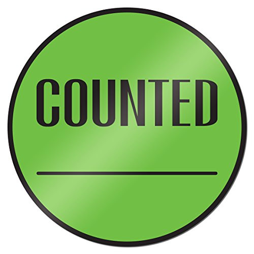 Counted 2 Inch Round Inventory Control Labels Stickers Green 1 Roll