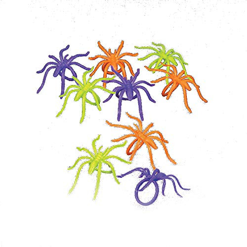 Fun Express Colorful Halloween Spider Rings - 144 Pieces