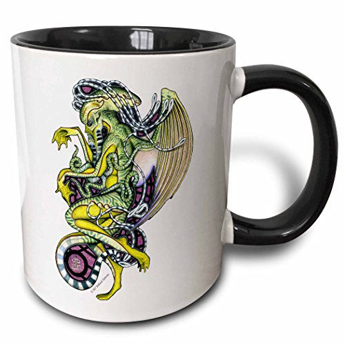3dRose 156832_4 Dread Cthulhu Lovecraft Mythos Elder God Horror Art Mug, 11 oz, Black