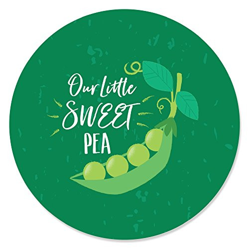 Sweet Pea in a Pod - Baby Shower or First Birthday Party Circle Sticker Labels - 24 Count
