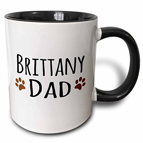 3dRose 153874_4 Brittany Spaniel Dog Dad Mug, 11 oz, Black