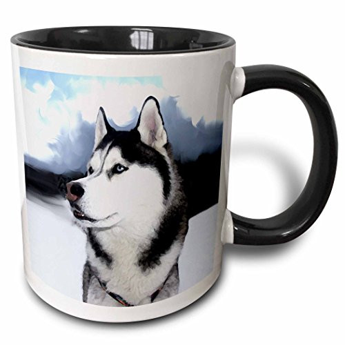 3dRose 4438_4 Siberian Husky - Two Tone Black Mug, 11 oz, Multicolored 3dRose 4438_4 Siberian Husky - Two Tone Black Mug, 11 oz, Multicolored