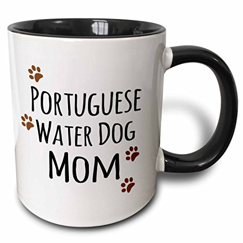 3dRose 154177_4""Portuguese Water Dog Mom" Mug, 11 oz, Black