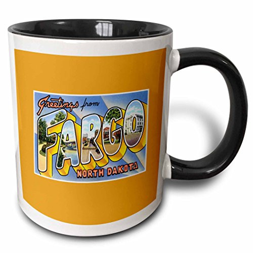 3dRose 170544_4 Greetings From Fargo North Dakota Scenic Postcard Reproduction Two Tone Mug, 11 oz, Black 3dRose 170544_4 Greetings From Fargo North Dakota Scenic Postcard Reproduction Two Tone Mug, 11 oz, Black