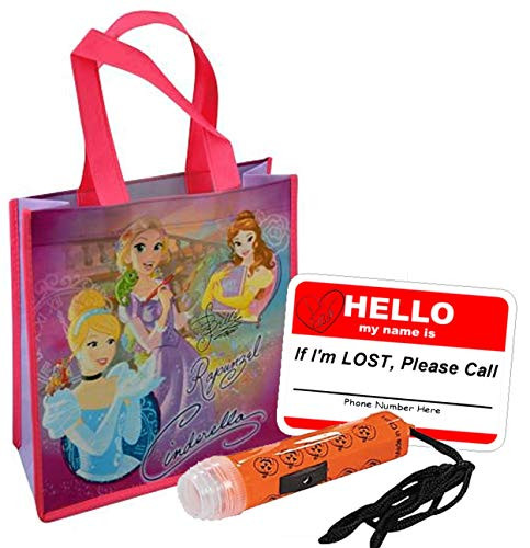 Princess Small Toddler Sized Reusable Halloween Trick Treat Candy Loot Bag!! Plus Bonus Safety First Sticker & Mini Halloween Flashlight Necklace!