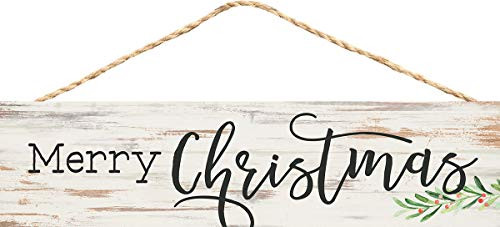 P. Graham Dunn Merry Christmas Winter White 6 x 1.5 Wood Christmas Hanging Figurine Ornament P. Graham Dunn Merry Christmas Winter White 6 x 1.5 Wood Christmas Hanging Figurine Ornament