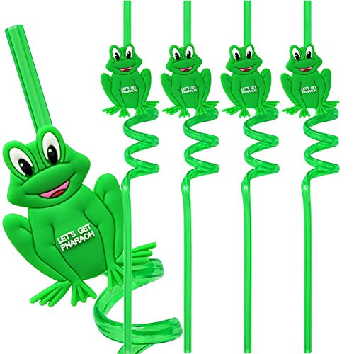 Passover Frog Straws For Kids  Reuseable Lets Get Pharaoh Straws Decor For Your Passover Seder Table (Pack of 4)