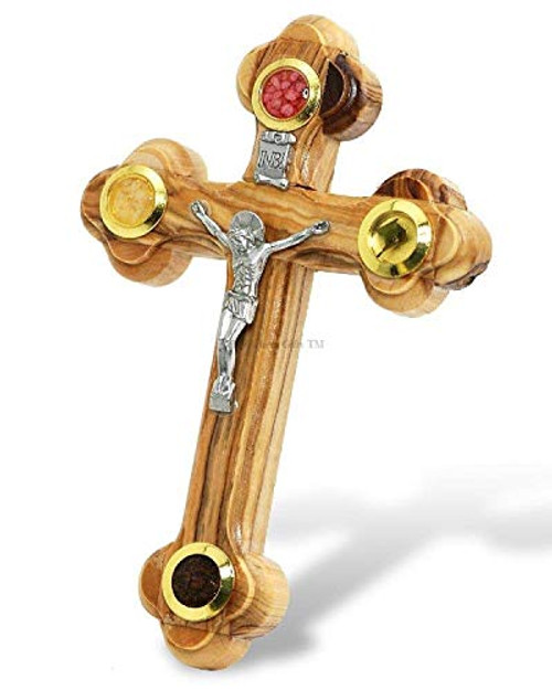 Bethlehem Gifts TM Handcarved from Bethlehem Olive Wood Cross Crucifix (Lens Crucifix, 5") Bethlehem Gifts TM Handcarved from Bethlehem Olive Wood Cross Crucifix (Lens Crucifix, 5")