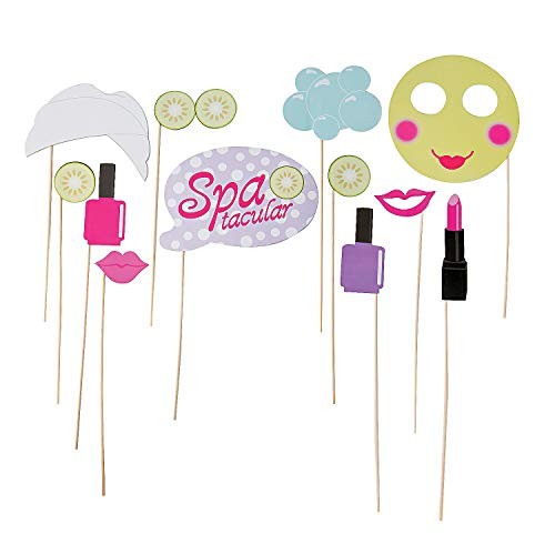 Fun Express - Spa Party Photo Stick Props for Birthday - Apparel Accessories - Costume Accessories - Costume Props - Birthday - 12 Pieces