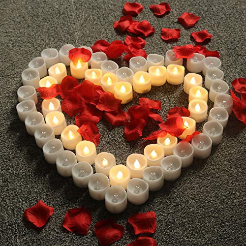 Actpe Tealight Candles with Flickering Flame, 12pcs Flicker LED Tea Lights Wax Dripped Battery Operated Candle Unscented Small Led Flameless Candles with Timer -6hr On-18 Hr Off for Xmas Wedding