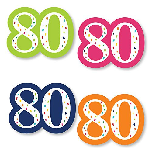 Big Dot of Happiness 80th Birthday - Cheerful Happy Birthday - DIY Shaped Colorful Eightieth Birthday Party Cut-Outs - 24 Count Big Dot of Happiness 80th Birthday - Cheerful Happy Birthday - DIY Shaped Colorful Eightieth Birthday Party Cut-Outs - 24 Count