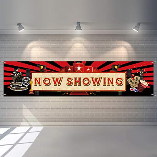 Now Showing Banner Movie Night Party Red Carpet Backdrop Hollywood Party Decorations Movie Backdrop Birthday Party Banner Baby Shower Birthday Party Supplies