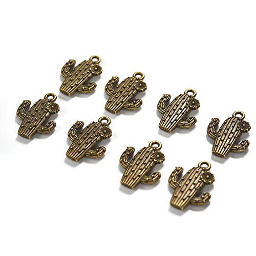 DROLE Cactus Charm Flatback Beads Pendant Jewelry Findings for DIY Necklace Bracelet Making Antique Bronze Plant Charms 40Pcs #5