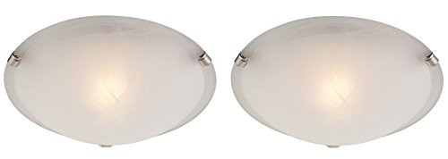 Westinghouse 6629700 One-Light Interior Flush-Mount Ceiling Fixture, White and Brushed Nickel Finish with White Alabaster Glass - 2 Pack Westinghouse 6629700 One-Light Interior Flush-Mount Ceiling Fixture, White and Brushed Nickel Finish with White Alabaster Glass - 2 Pack